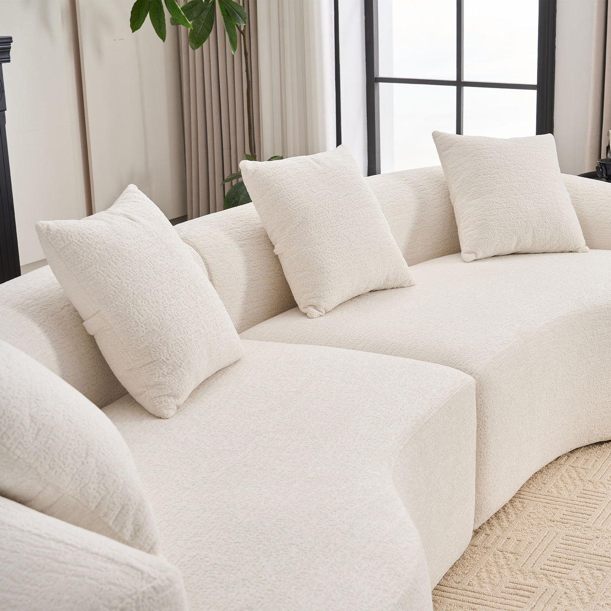 4 Seater Sofa With Fabric, 30D, 60 Hardness Full Sponge, 4 Pillow For Living Room, Home Furniture Sleeper Sectional Sofa For Apartment