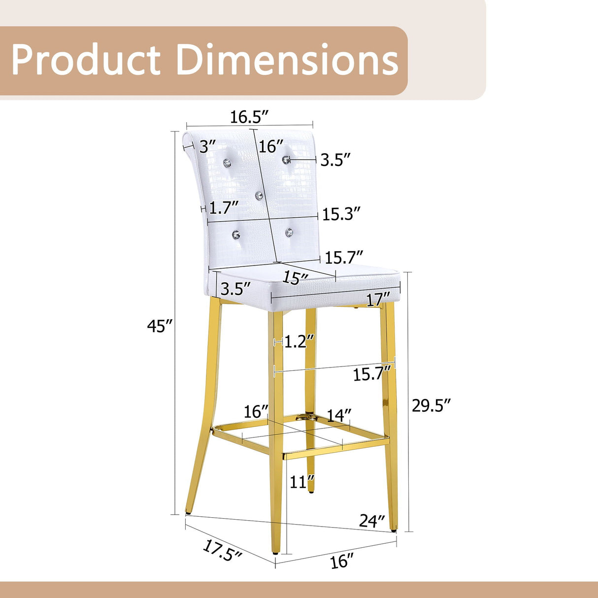 Bar Chairs with Crystal Clasp Design (Set of 2)
