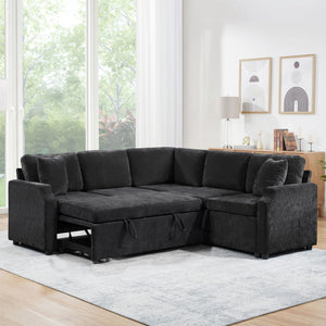 Modern L Shaped Sectional Sofa Bed With Hidden Storage Upholstery