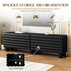 Stylish Thick Wavy Door TV Cabinet with Adjustable Shelves