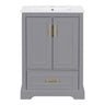 Bathroom Vanity With Sink, 1 Divided Drawer And 2 Soft Close Doors With Double Shelf