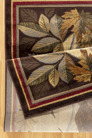 Nature's Nest - 5'3" X 7'3" Lodge Area Rug - Multi, Brown