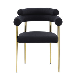 Dining Chairs (Set of 2), Mid-Century Modern Dining Chairs, Kitchen Dining Room Chairs, Round Boucle Backrest Sherpa Dining Chair With Brushed Metal Legs