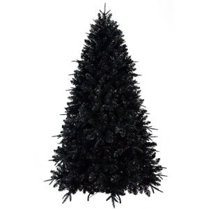 6-Foot Pre-Lit Black Christmas Tree with 350 LED Lights - Black