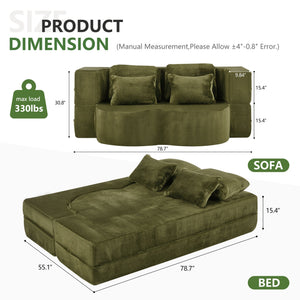 Queen Size Foldable Sofa Bed Chenille Futon Sofa Couch