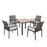5 Piece Patio Dining Table Set, Acacia Wood Table Top With Umbrella Hole