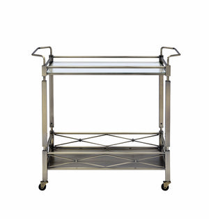 Matiesen Clear Glass & Antique Gold Finish Serving Cart