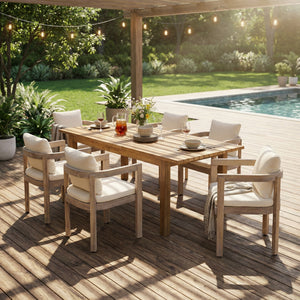 7 Pieces Acacia Wood Outdoor Dining Set