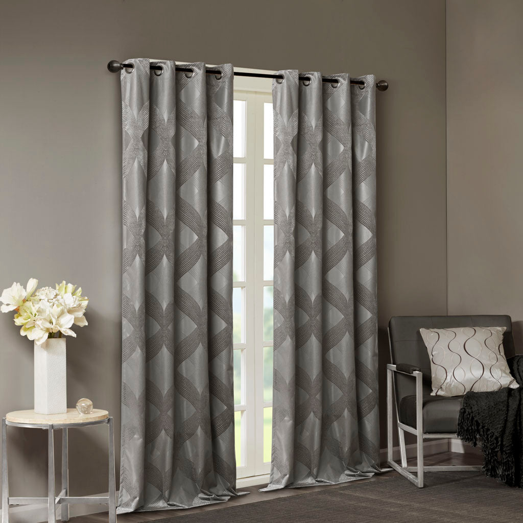 Ogee knitted jacquard total blackout curtain panel (only 1 pc panel)