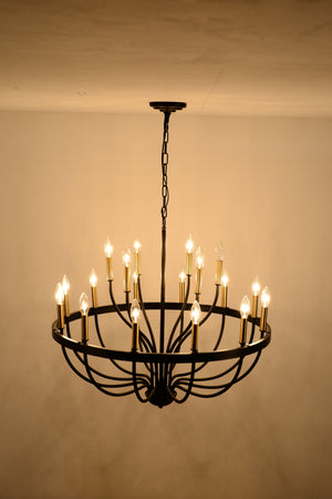 15-Light Industrial Iron Candle Chandelier Modern Farmhouse Pendant Light