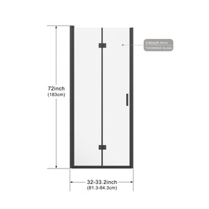 Bifold Frameless Shower Door With Tempered Clear Glass