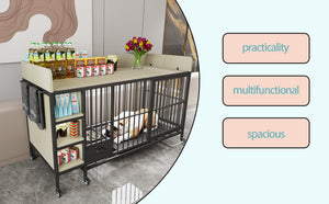 Large Pet Cage with Storage Rack Black and Beige