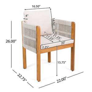 Acacia Wood Outdoor Dining Chairs 2-Pack with Beige Cushions