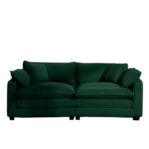Modern 2 Seater With 4 Pillows, Upholstered Deep Seating Loveseat
