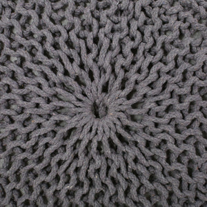 Hazel - Modern Knitted Cotton Yarn Round Pouf With Eco Friendly Pet Fibers - Dark Gray