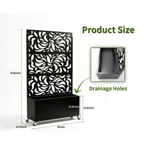 70.87" H × 46.06" W Leaf Pattern Privacy Screen with Planter Box