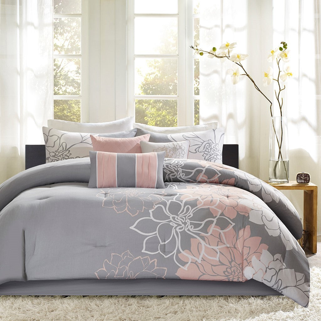 Madison Park Floral Cotton Sateen Comforter Ensemble