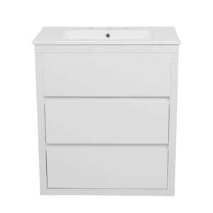 Double Sinks Bathroom Vanity Set With 2 Ceramic Basins