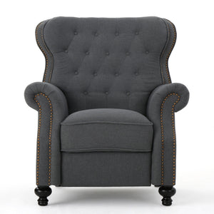 Accented Push Back Recliner Chair With Rolled Arms