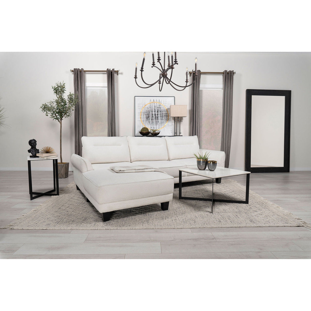 Granholm - Upholstered Curved Arm Sectional Sofa - White