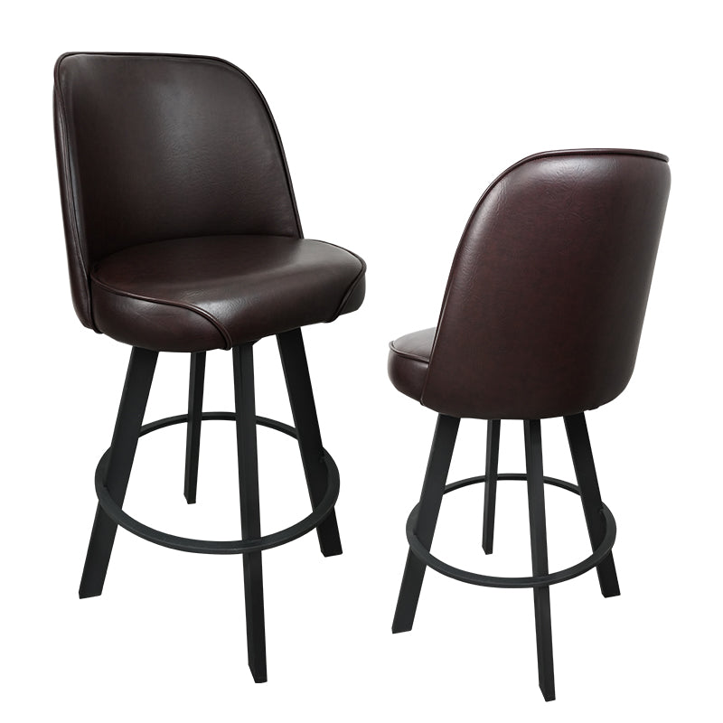 Set of 2 Upholstered Swivel Bucket-Seat Bar Stools