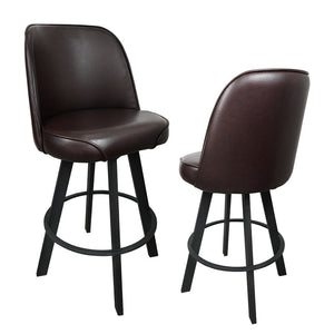 Set of 2 Upholstered Swivel Bucket-Seat Bar Stools