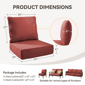6" Thicker Outdoor Chair Cushion Set - Waterproof & Comfortable
