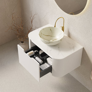 DINA 30" Bathroom Vanity & Sink with Floating Curved Edges