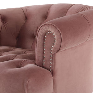 Victorian Tufted Upholstered Accent Chair with Nailhead Trim - Dark Red, Blue, or Pink