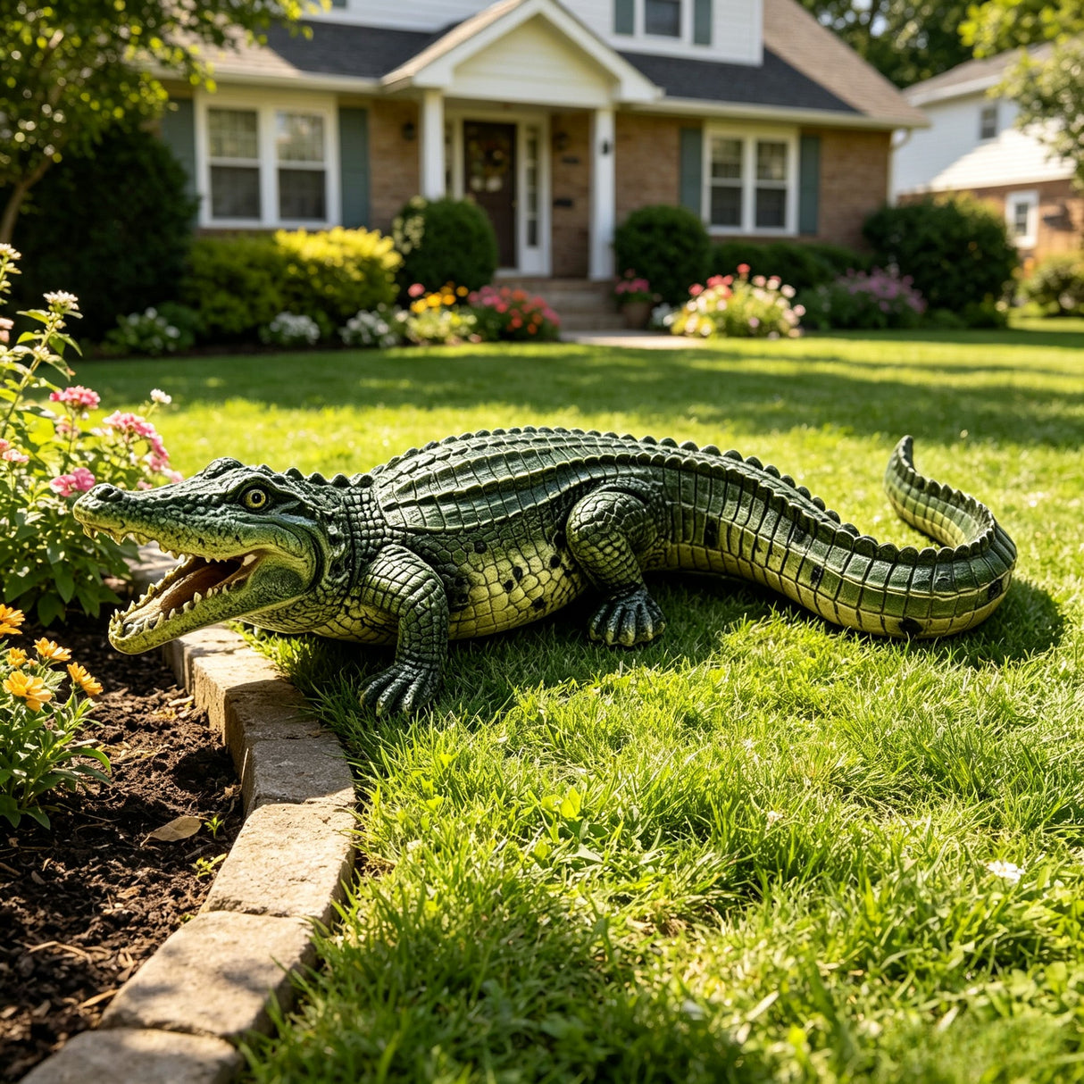 23" Simulated Crocodile Garden Statue
