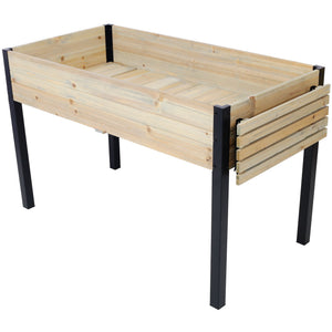 Raised Garden Bed With Metal Legs And Folding Storage Shelf