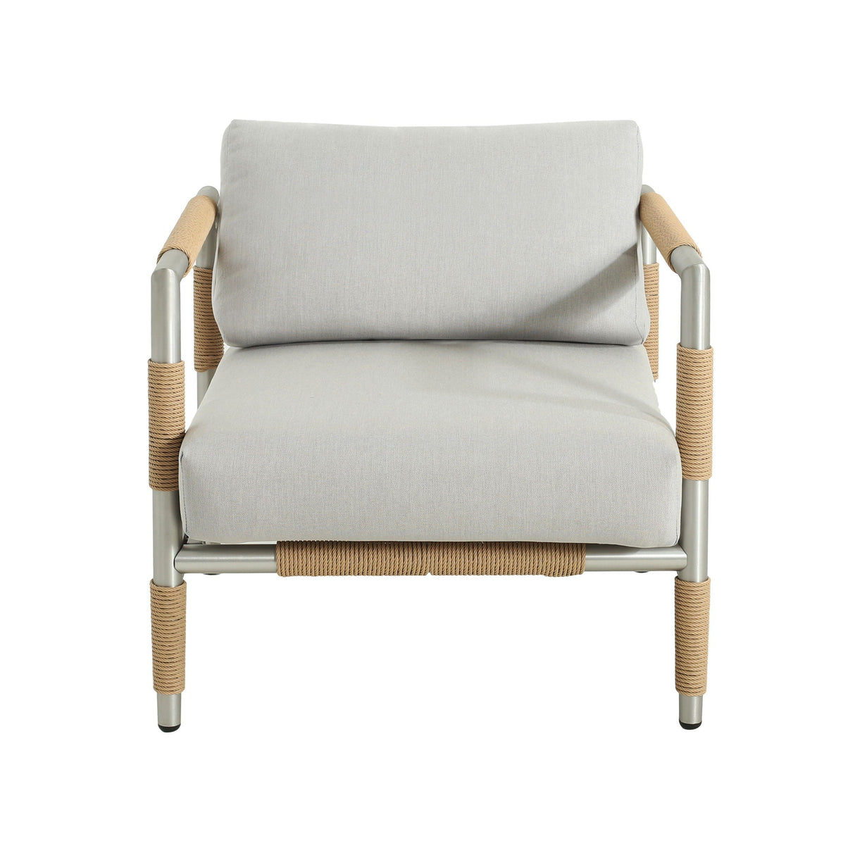 Oriana Aluminum Outdoor Patio Armchair With Thick Cushions - Light Gray