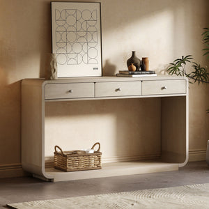 onsole Table With 3 Drawers And Display Shelf