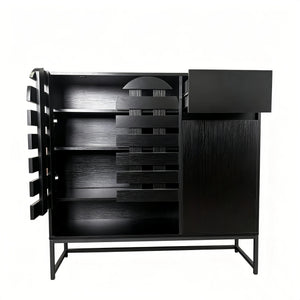 Buffet Cabinet with Storage and Woven Doors