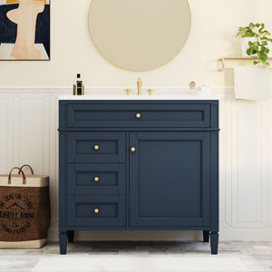 Bathroom Vanity With Top Sink, 2 Drawers and Tip Out Drawer