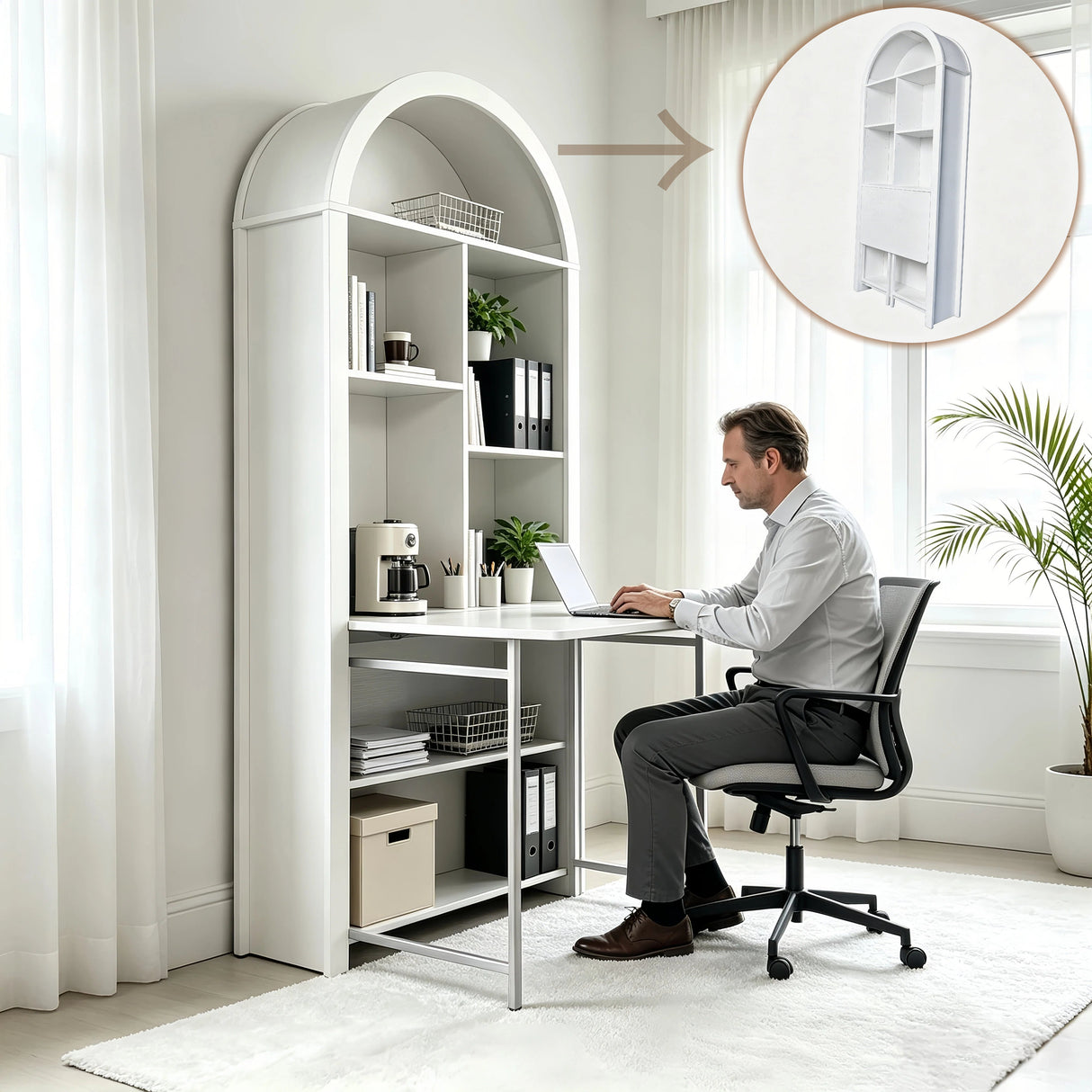Folding Craft Desk with Storage Shelves