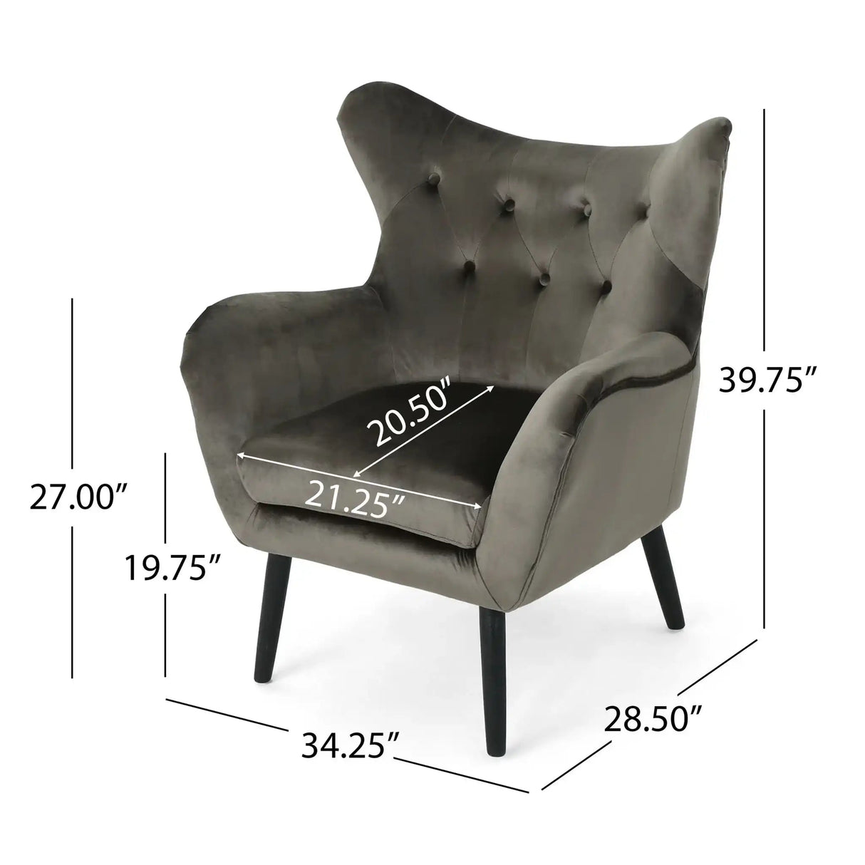Alyssa - Mid Century Upholstered Arm Chair With Wingback Design