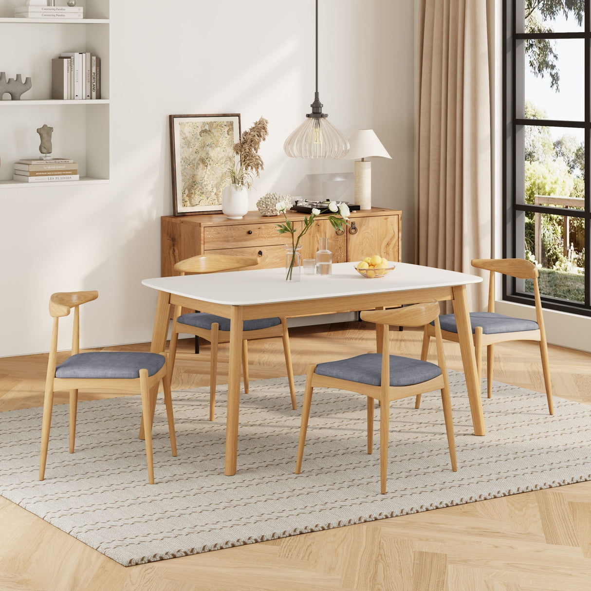 5 Piece Dining Set with Upholstered Chairs