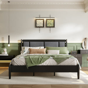 Solid Wood King Bed, Heavy Duty Support Without a Box Spring