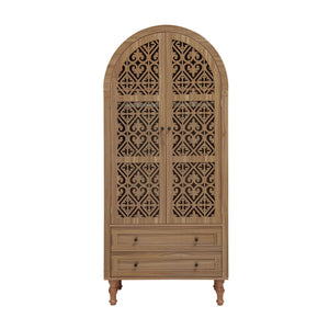 Tall Kitchen Pantry Cabinet With Hollow Carved Doors