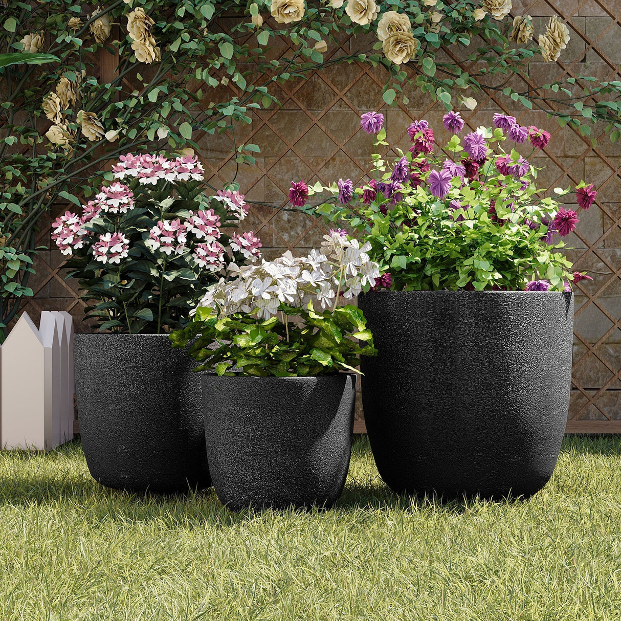 U_Style Lightweight Matte Textured MGO Flower Pot Set of 3