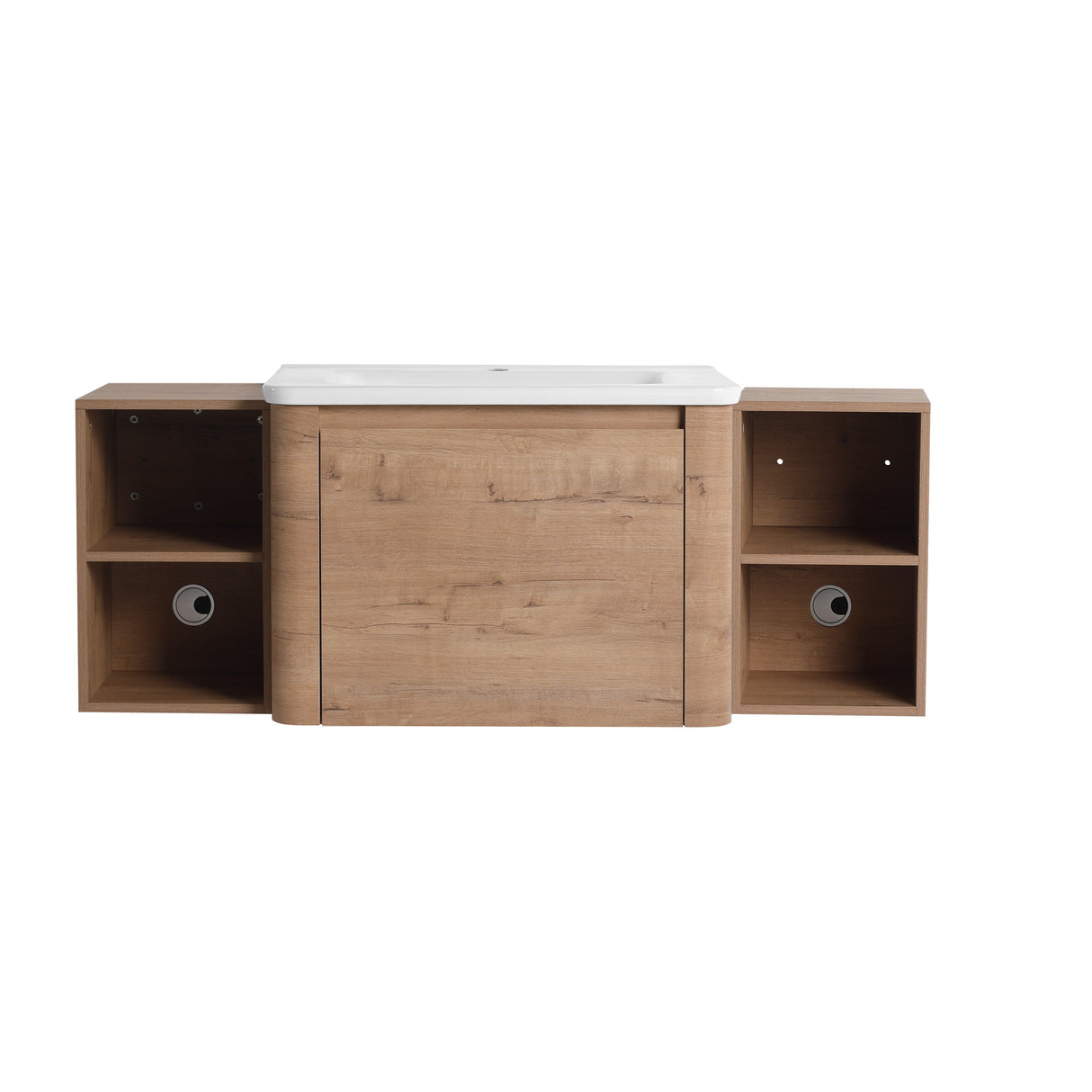 52" Wall-Mounted Bathroom Vanity with Ceramic Sink