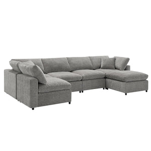 Modern Modular Cloud Sofa Bed, 6 Seat Sectional Couch Set With Ottoman, Free Combination, Convertible U Shaped Sleeper Sofa For Living Room