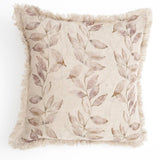 Linen Printed Cushion with Fringes (Brown)