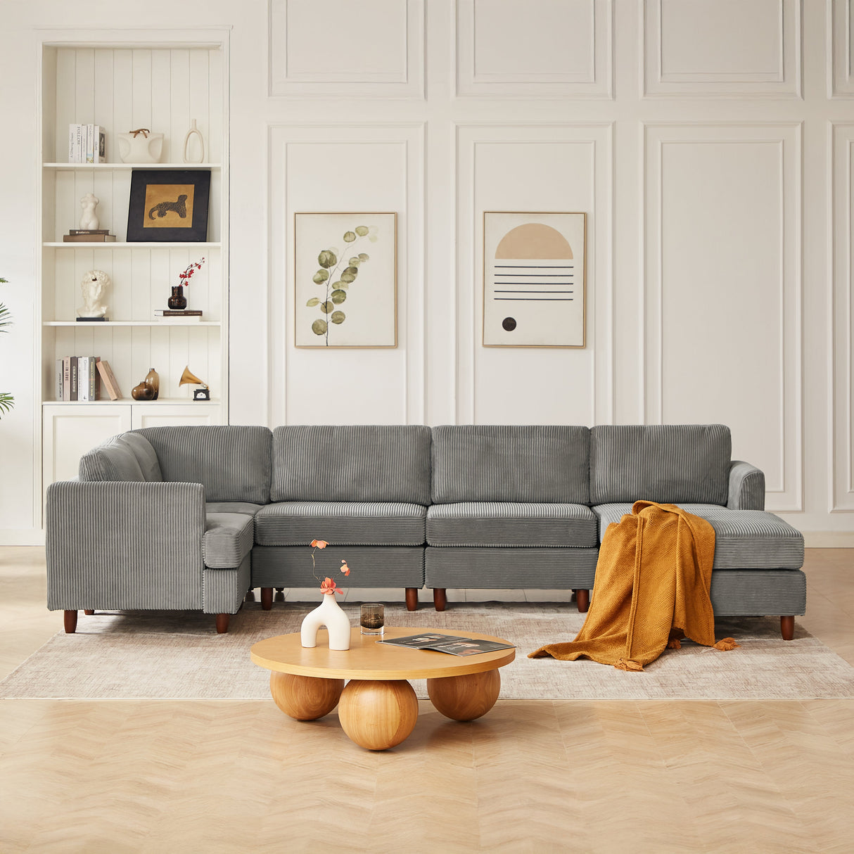 Modern Modular Sectional Couch, 6 Seaters Sleeper Sofa
