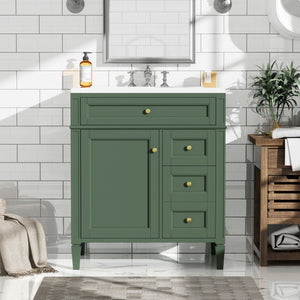 Bathroom Vanity With Top Sink, Storage Cabinet, 2 Drawers, Tip Out Drawer