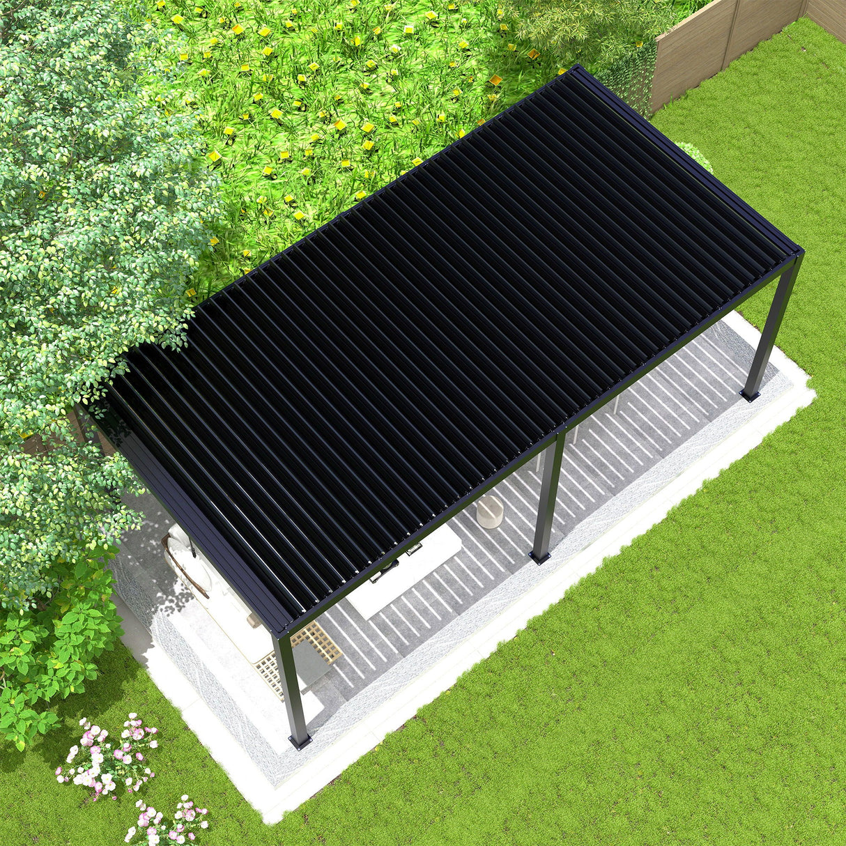 Louver Pergola Steel Louvers & Frame - Black