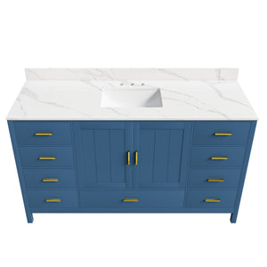 60" Modern Solid Wood Bathroom Vanity with Sink