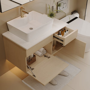 Floating Single Small Bathroom Vanity with Sink