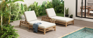 TREXM 5-Position Adjustable Outdoor Chaise Lounge Set of 2